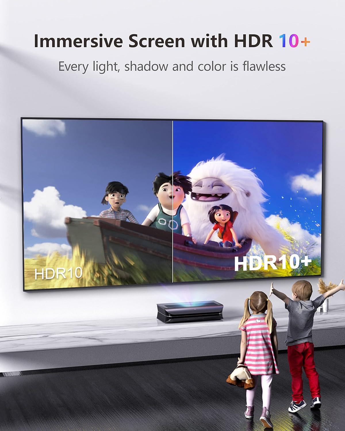 AWOL VISION LTV-2500 4K UHD Ultra Short Throw Triple Laser Projector with Dolby Vision & Atmos, Active 3D, 150", 2600 Peak Lumens, HDR10+, UST Laser TV Projector (Fire TV Stick 4K Max included)