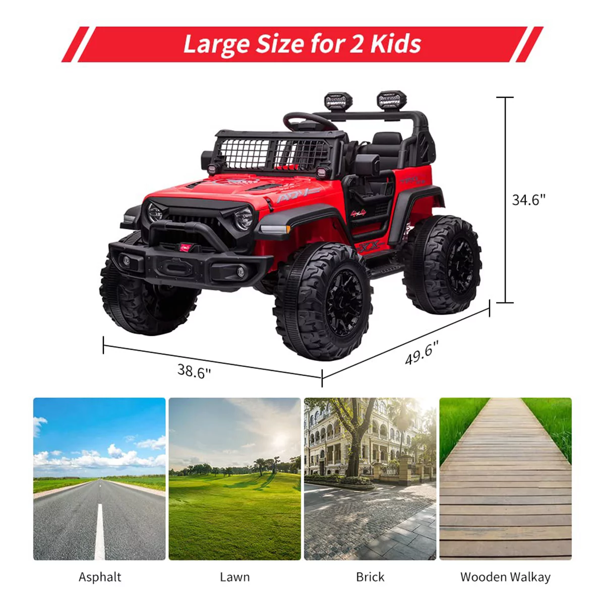 Sakiyrr 2-Seater Kids Ride on Car with Remote Control, 24V Electric Vehicle Toy with Storage Space, Red