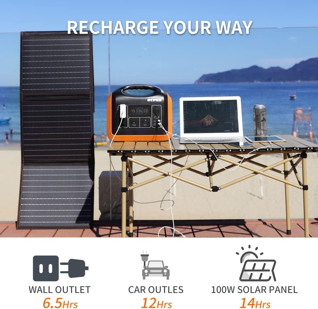 OUPES Solar Generator 1800W/1488Wh w/ 2 X 100W Foldable Solar Panel, Portable Power Station (Peak 4000W) 10 AC Outputs, LiFePO4 Battery w/ 3x 110V AC Outlets for Outdoors Adventure Travel Camping RV Emergency