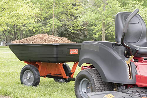 Agri-Fab 45-0533 650 lbs Tow Behind Poly Dump Cart, 10 CU. FT.; Lawn & Garden Cart/Trailer for Lawn Mowers, 16" Pneumatics Tires, Easy to Use Foot Pedal Dumping Lever