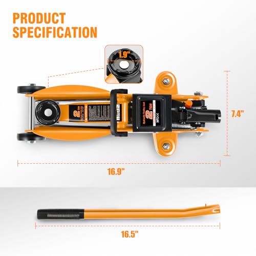 DNA MOTORING Floor Jack 3 Ton (6000 lbs) Capacity, Fast Lift Service Jack Low Profile Steel Heavy Duty Hydraulic Car Jack, Lifting Range 3"-20", Black, TOOLS-00475-BK