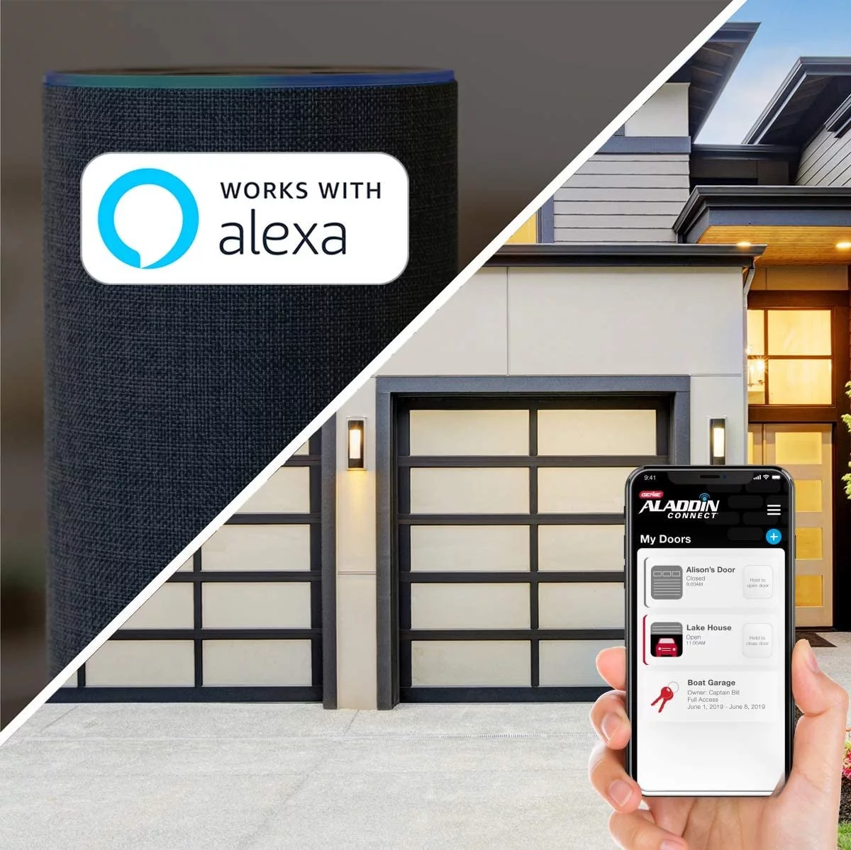 Genie 1/2 HPC 3053-TV QuietLift Connect smart garage door opener, Wi-Fi, Works with Alexa