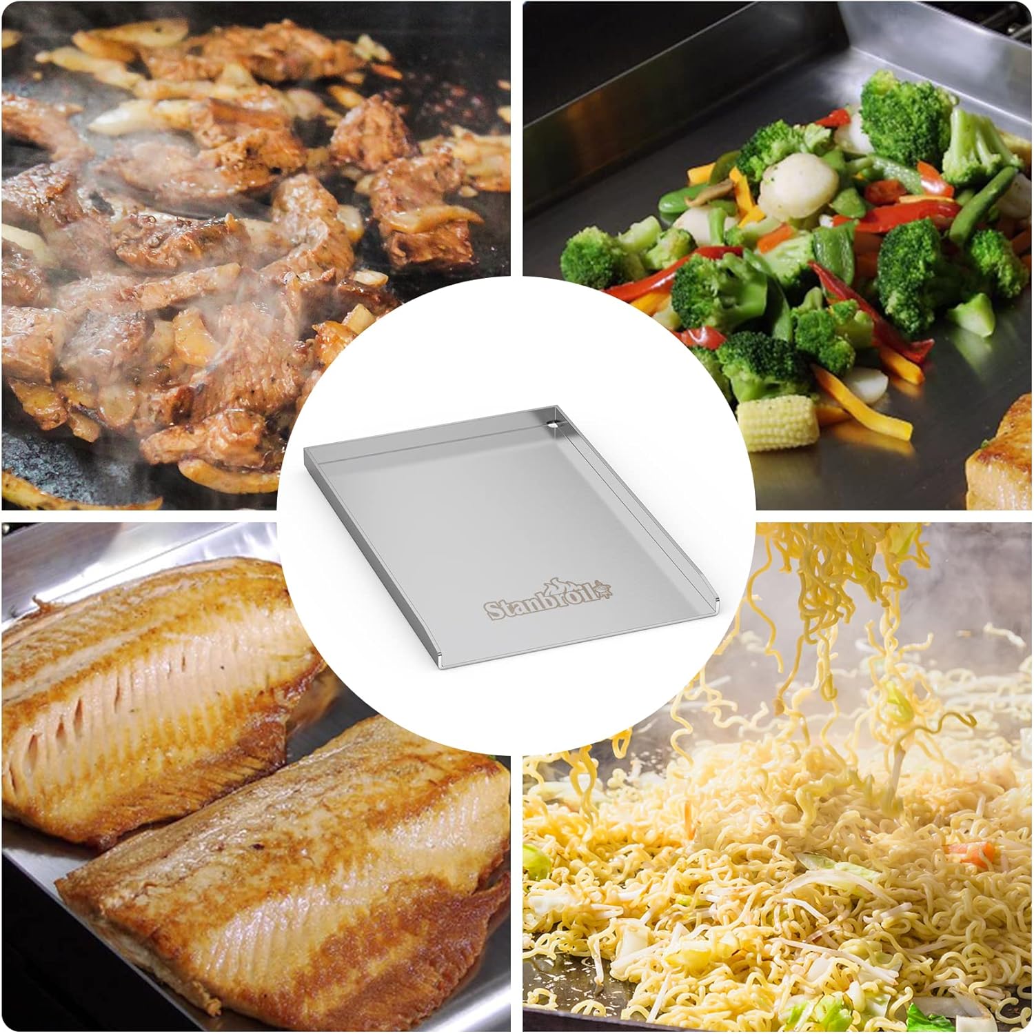 Stanbroil Stainless Steel Griddle Pan for Weber Spirit Grill Models - Gas Grill Griddle for Spirit 300 series, Spirit 700, Genesis Silver B/C, Genesis Gold B/C, Genesis Platinum B/C (2005 model Year) Pack of 2