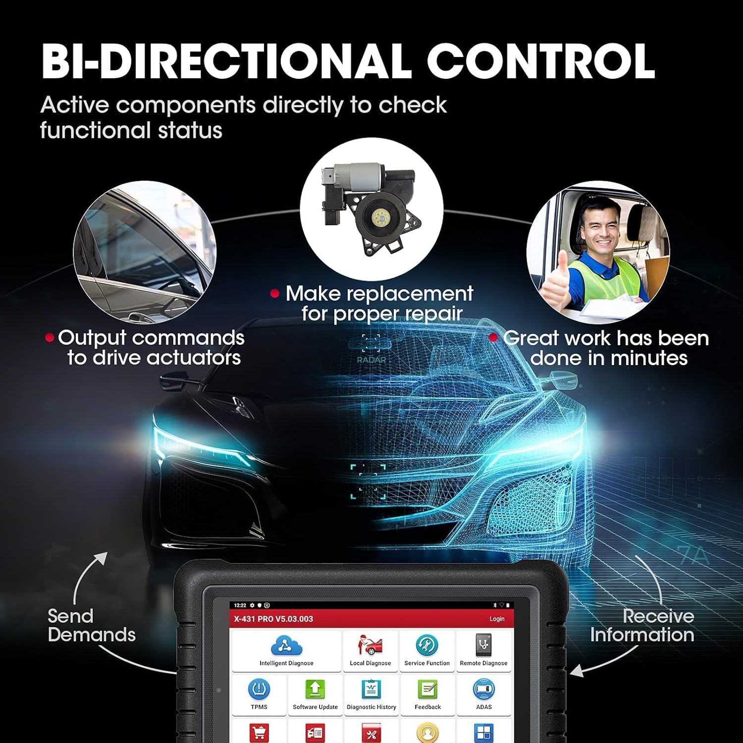 LAUNCH X431 PROS V Diagnostic Tool (Same as X431 V+), 2022 Bidirectional Scan Tool, All System Automotive Scanner, 31+ Services, ECU Coding, K ey Programmer, AutoAuth for FCA SGW, 2 Years Free Update