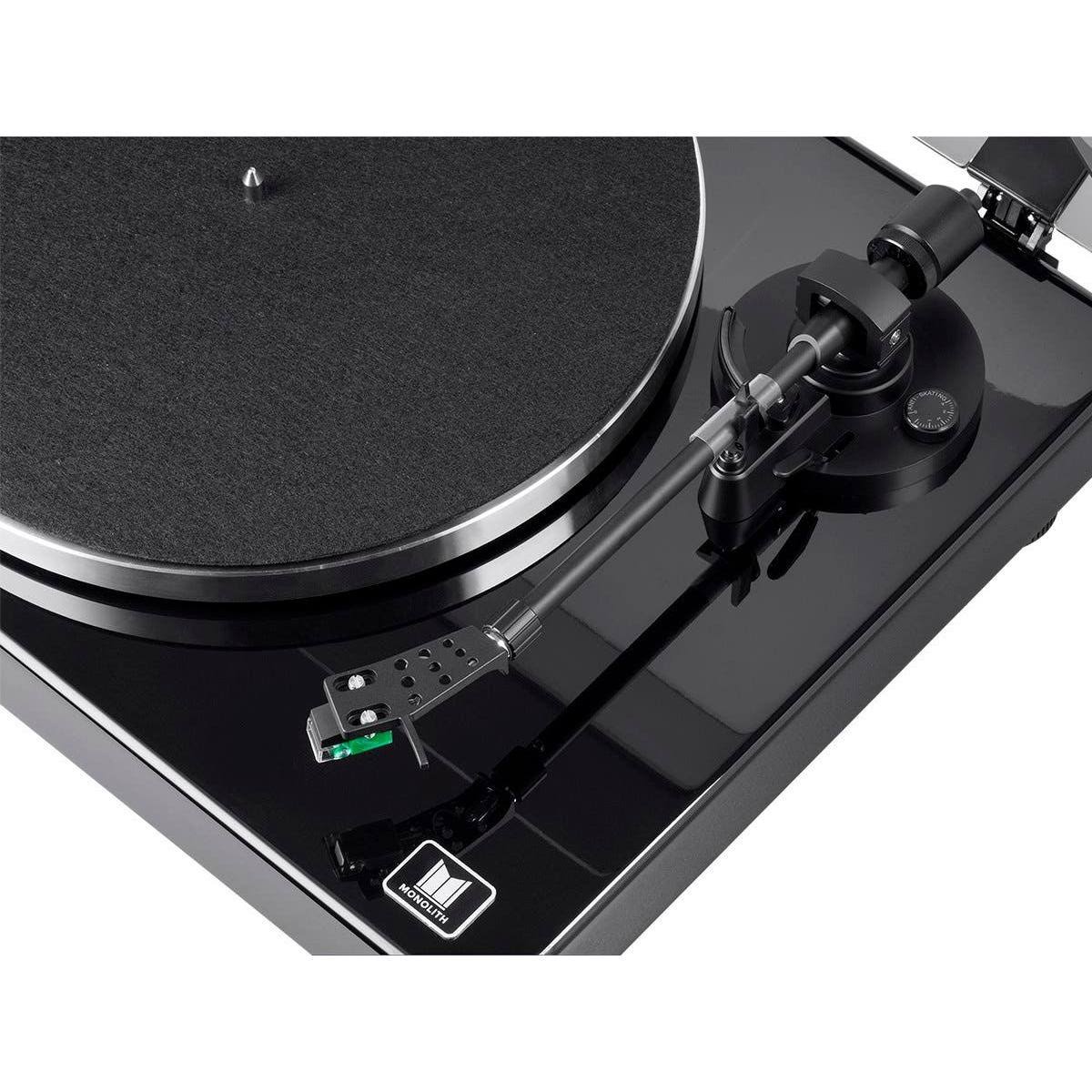 Monolith Turntable Black Compatible with Audio-Technica At100e Cartridge, Premium Construction, Phono Pre Amp