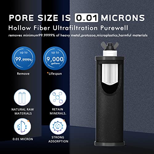 Ginkin Gravity-fed Water Filter System,with 2 Purification Filters for Home Camping Travel Outdoor Activities Emergencies,2.25-Gallon Stainless-Steel Countertop System