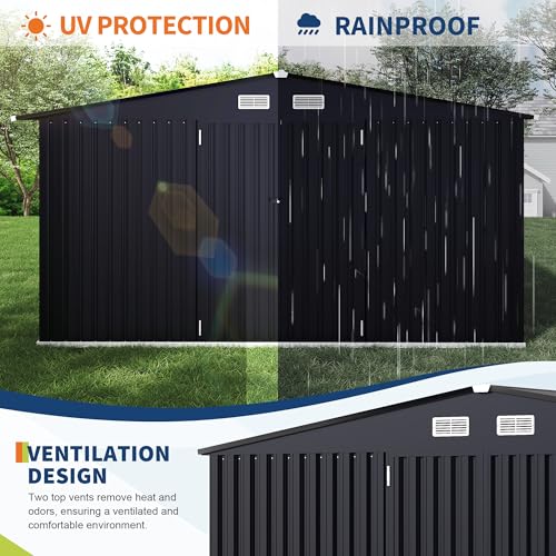 All-Weather Resin Shed with Window, Outdoor Plastic Garden Shed with Lockable Door and Vents, Outdoor Resin Storage Sheds for Tool, Bike, Backyard, Patio