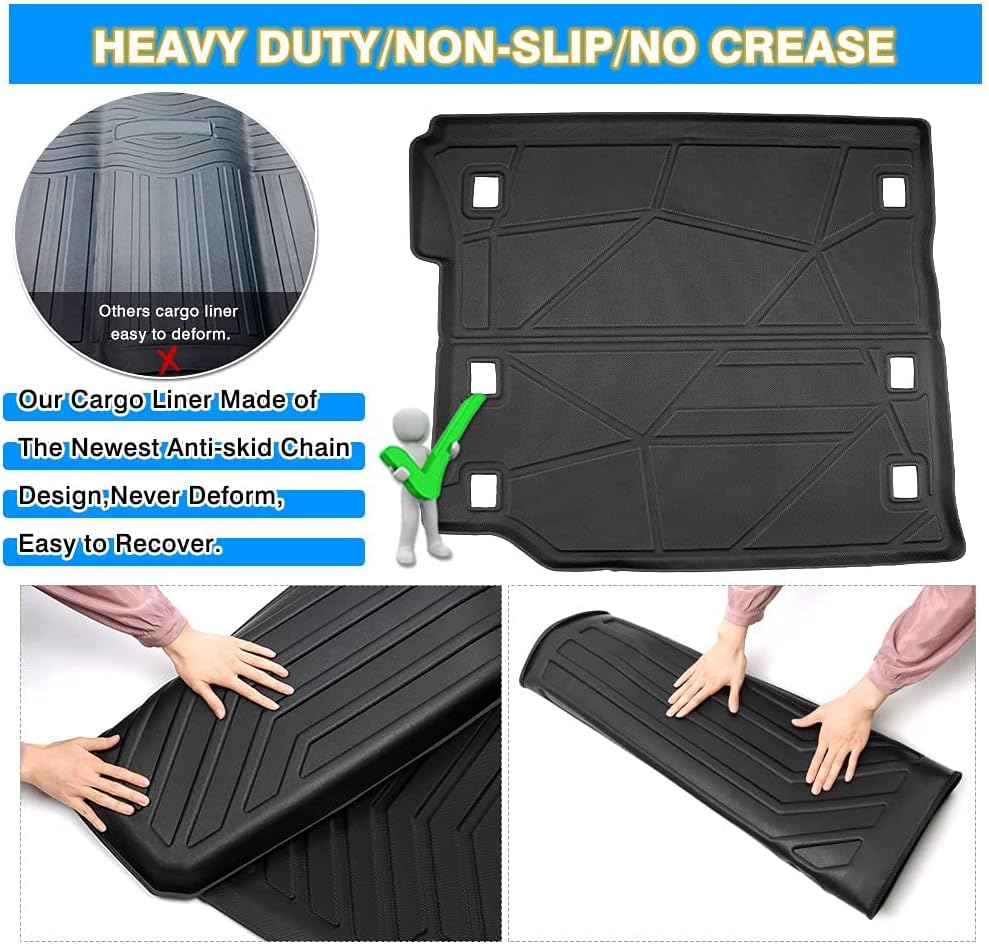 Cartist Custom Fit for Cargo Liner 2018-2022 Wrangler JL 4 Door Unlimited with Subwoofer 3D Trunk Floor Mat Anti-Slip (Not for JK , Not for 2DOOR, Not for 4xE Models) Pack of 2