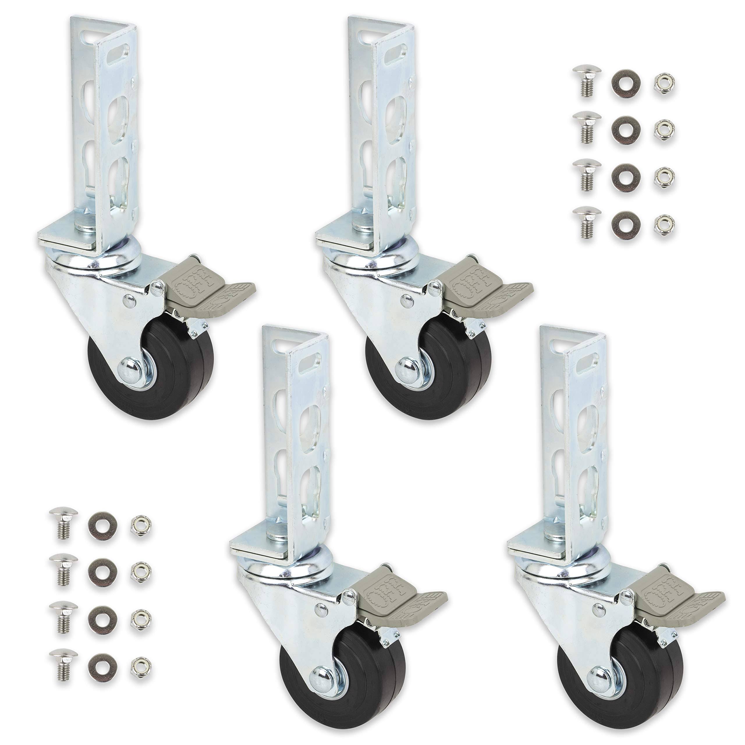 4pc - 3x22 Storage Rack Caster Wheels (adapts to Boltless Self Locking Shelving Racks) CW35