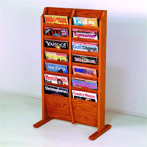 Wooden Mallet 14 Pocket Free Standing Magazine Rack; Medium Oak
