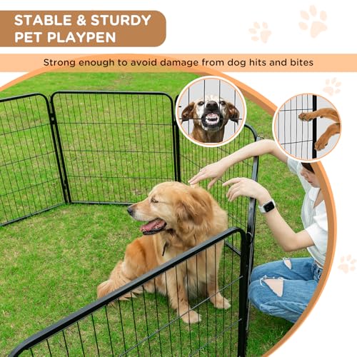BestPet Dog Playpen Indoor 40 inch 16 Panels Metal Dog Pen Pet Dog Fence Outdoor Exercise Pen with Doors,Pet Puppy Playpen for RV Camping Yard, Black