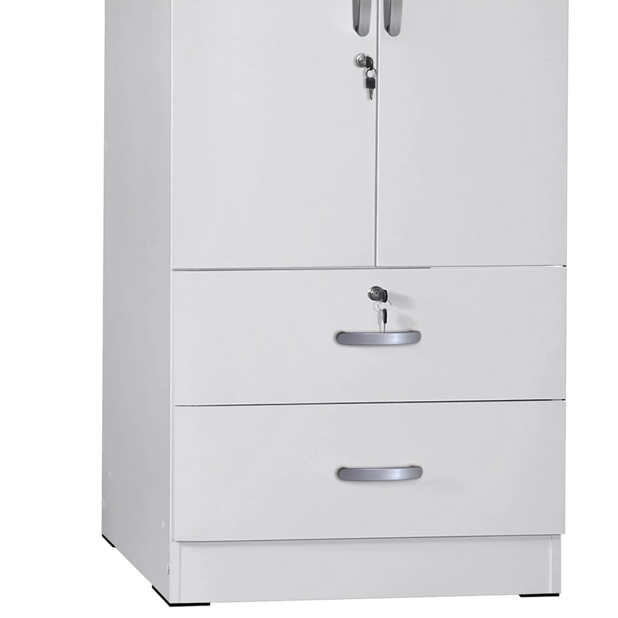 Better Home Products Grace Wood 2-Door Wardrobe Armoire with 2-Drawers in White