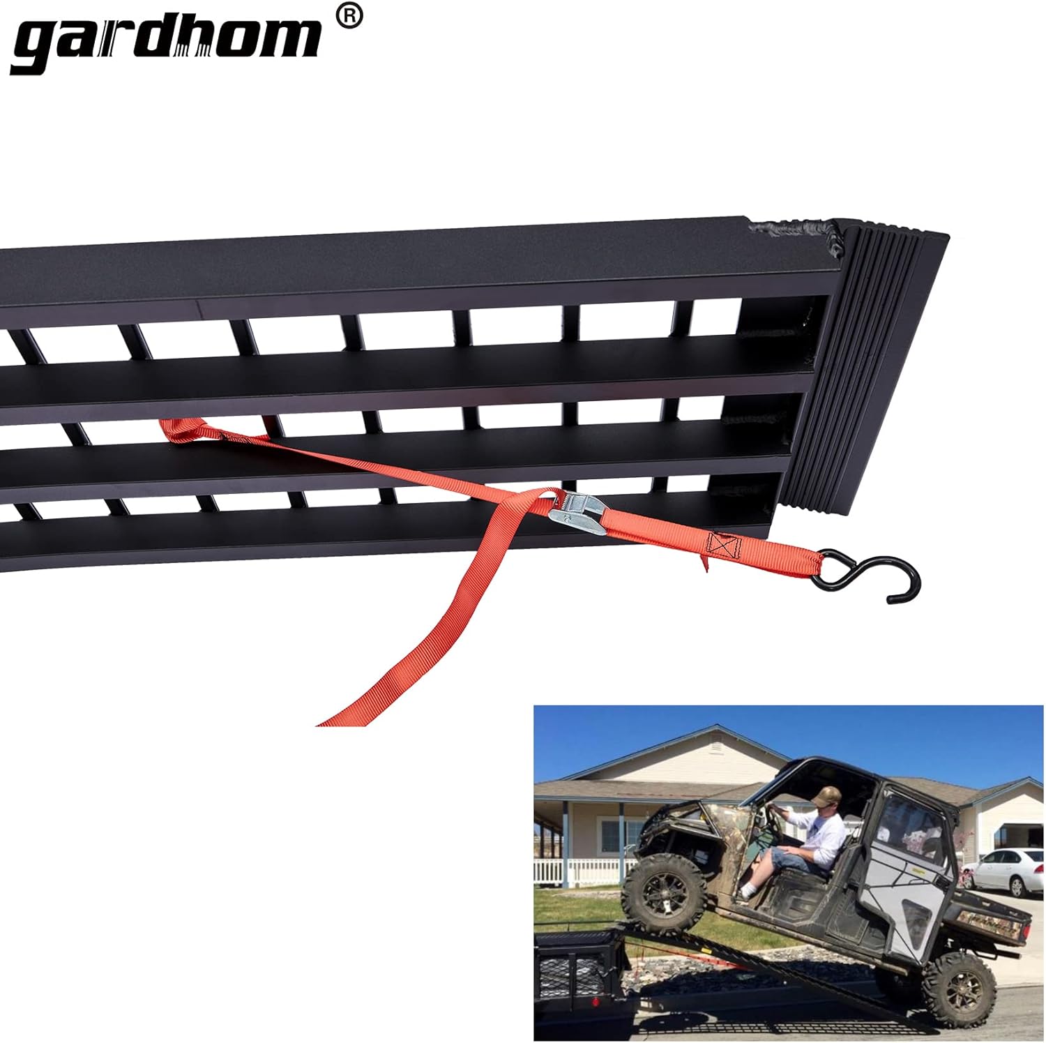ATV Folding Ramps, gardhom 108*17.7" 1500 lbs Capacity Portable Aluminum Loading Ramps for Trucks 1Piece