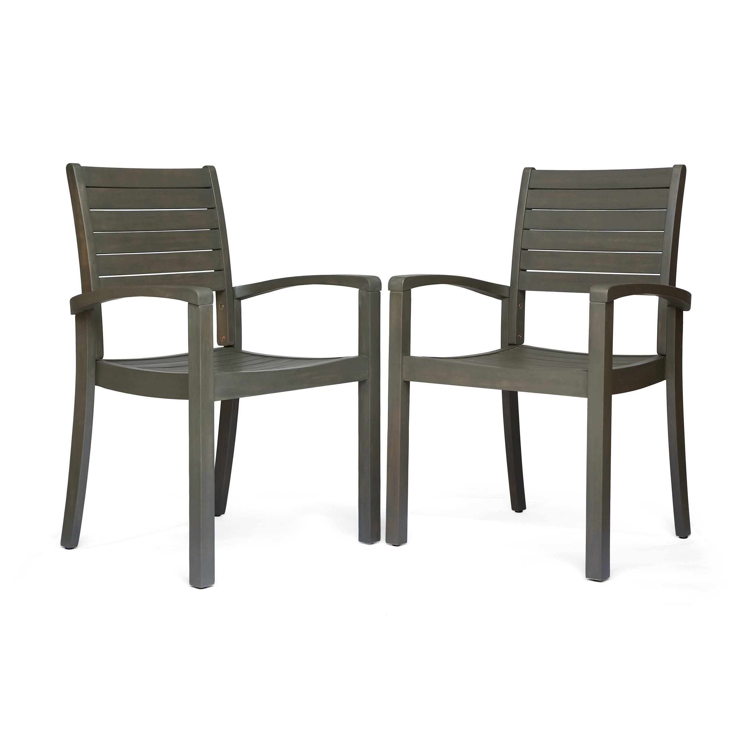 Christopher Knight Home Miguel Outdoor Acacia Wood Dining Chair (Set of 2) by, Gray