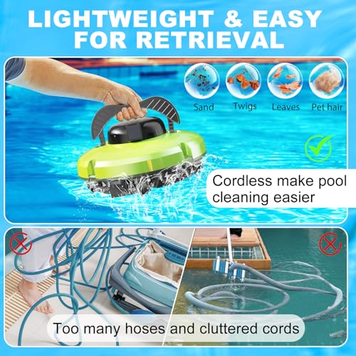 Robotic Pool Cleaner Automatic Pool Cleaners Cordless Pool Vacuum for above Ground Pools WHITE
