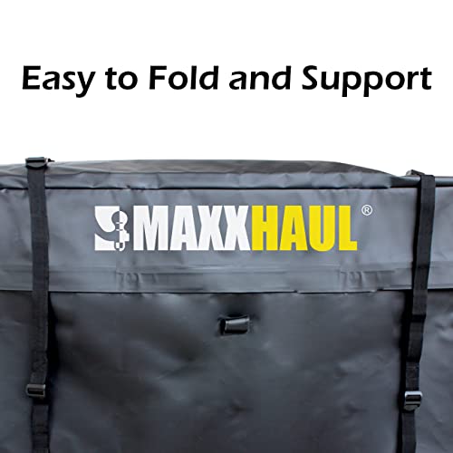MaxxHaul 50243 Foldable Hitch N Roll Cargo Carrier Cart With Quick Detachable Basket Rack With 10 inch Flat Free Tires for Home Camp Travel Ranch SUV Up to 400 lb. Capacity