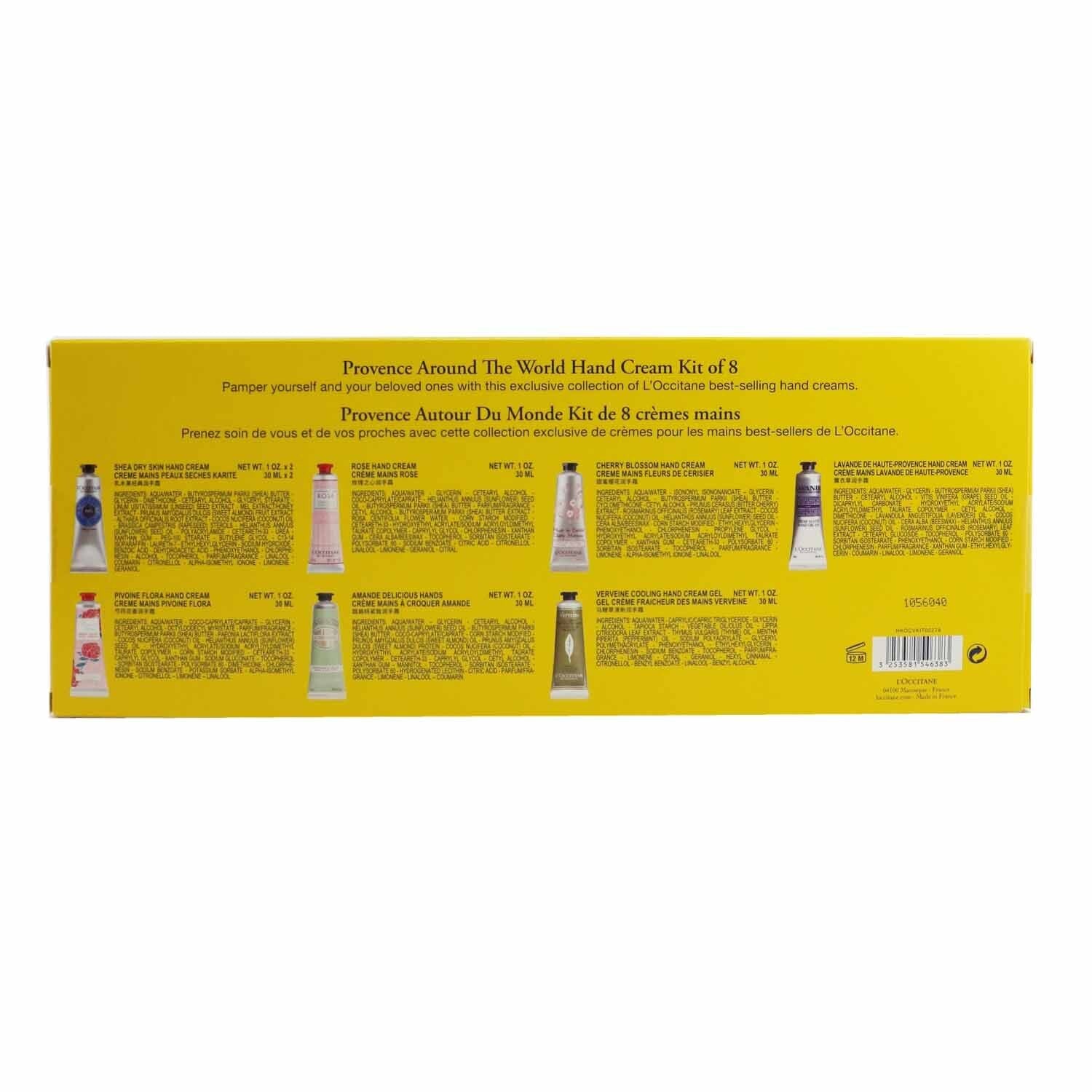 L'Occitane Provence Around The World Hand Cream Kit Of 8: (2xShea Butter + 1x Rose, Cherry Blossom, Lavender, Peony, Almond, Verbena) 30ml/1oz  8x30ml/1oz