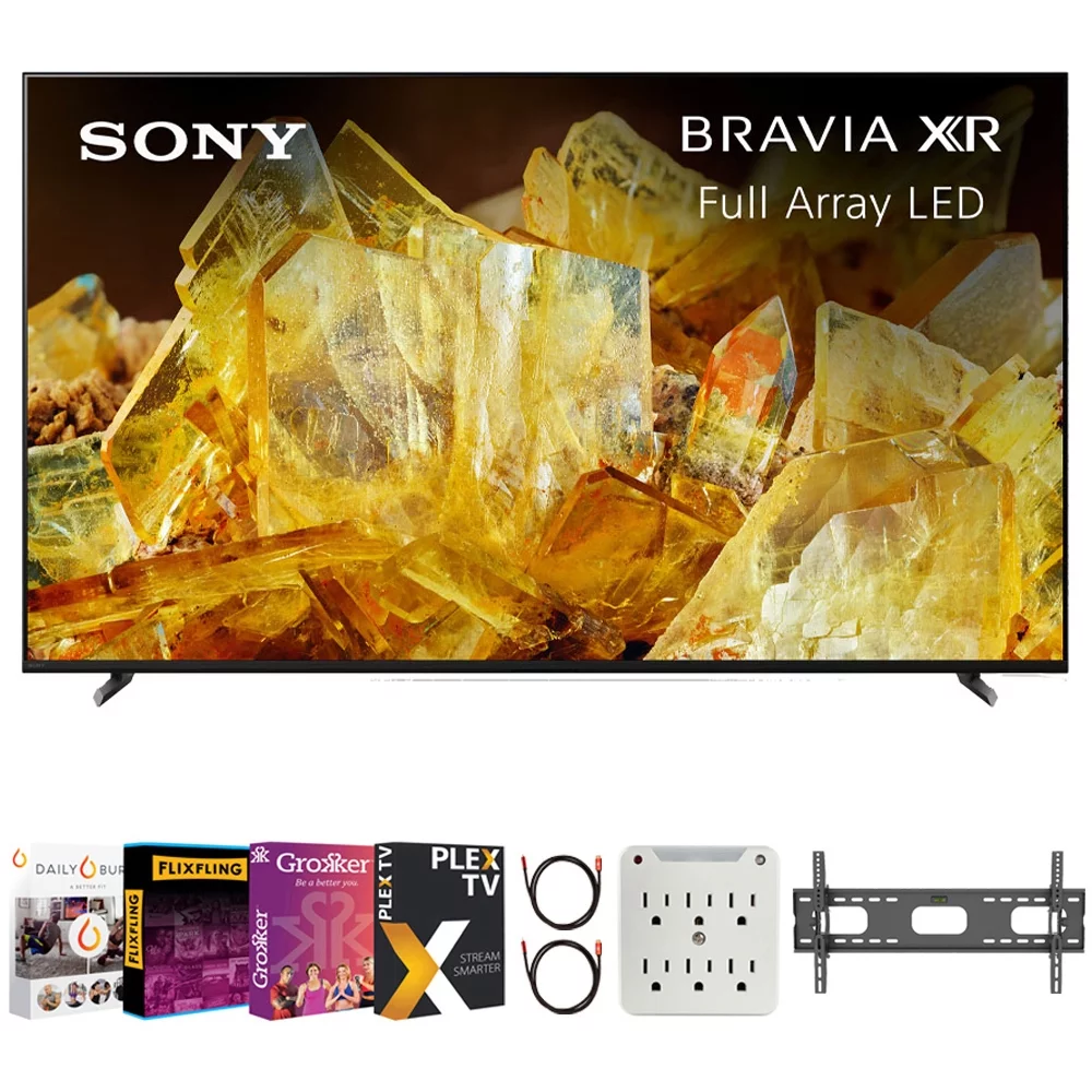 Sony XR85X90L Bravia XR 85" X90L 4K HDR Full Array LED Smart TV (2023 Model) Bundle with Premiere Movies Streaming + 37-100 Inch TV Wall Mount + 6-Outlet Surge Adapter + 2X 6FT 4K HDMI 2.0 Cable