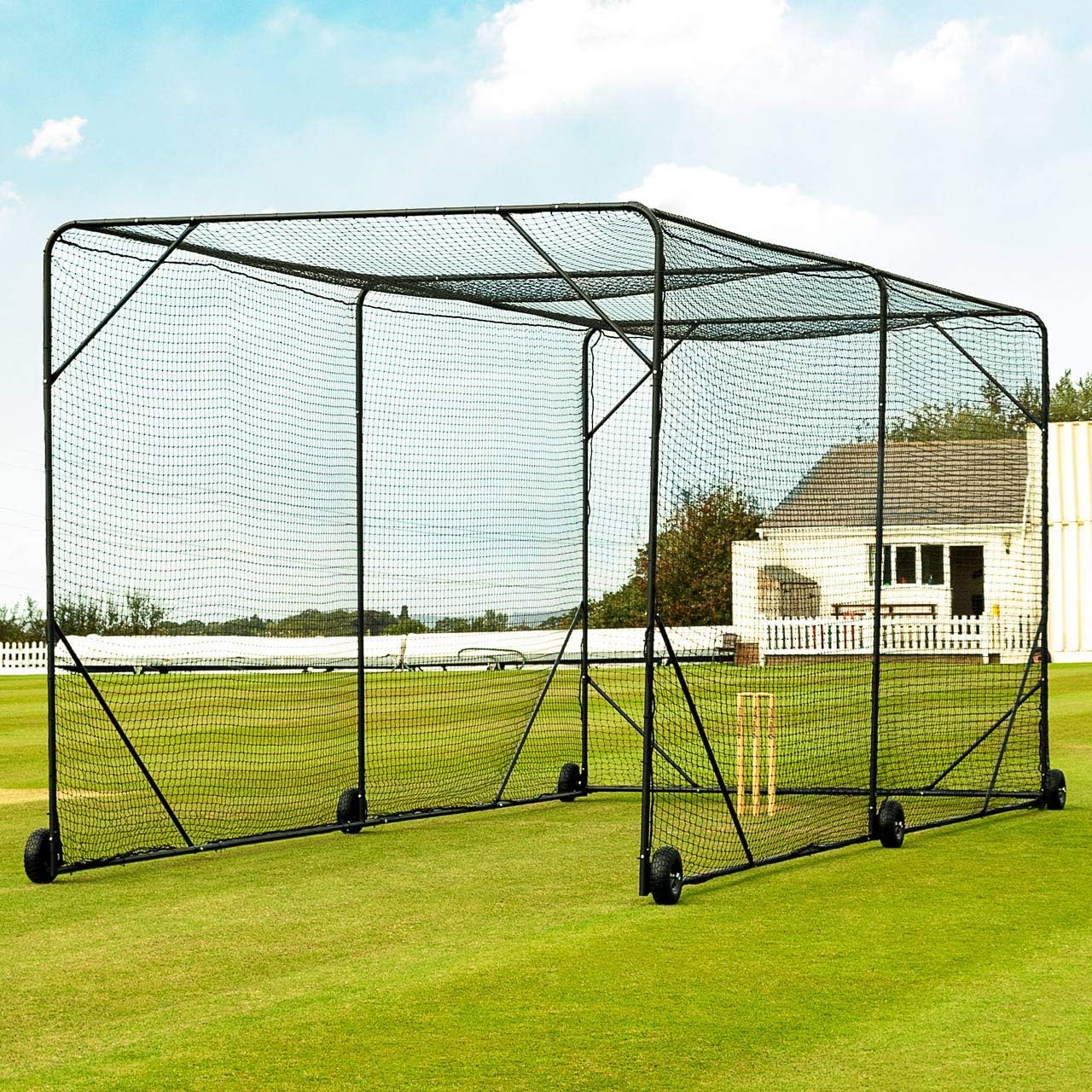 Fortress Mobile Baseball Batting Cage [24ft or 36ft] | Portable Wheel-Based Baseball Practice Net | Baseball Training Equipment | Baseball Net for Hitting and Pitching