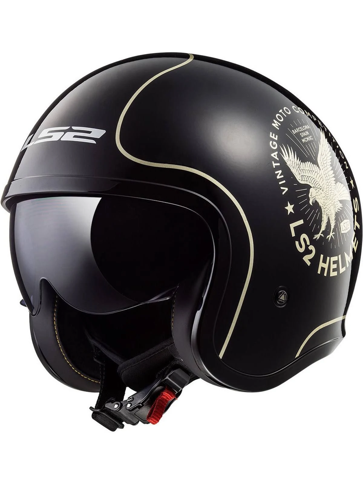 LS2 OF599 Spitfire Flier Jet Helmet, Black, Size Xs