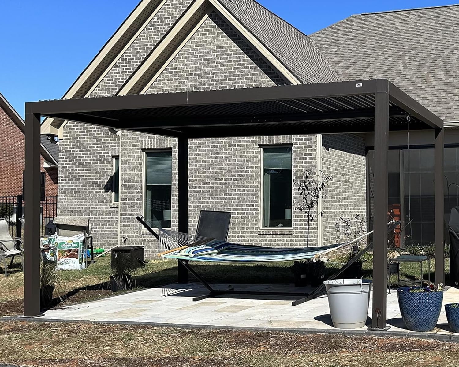 PURPLE LEAF Outdoor Louvered Pergola 10' × 14' Sun Shade Shelter Outside Canopy with Aluminum Adjustable Roof for Pool Hot Tub Beach Deck Backyard Garden Pavilion Patio Hardtop Gazebo