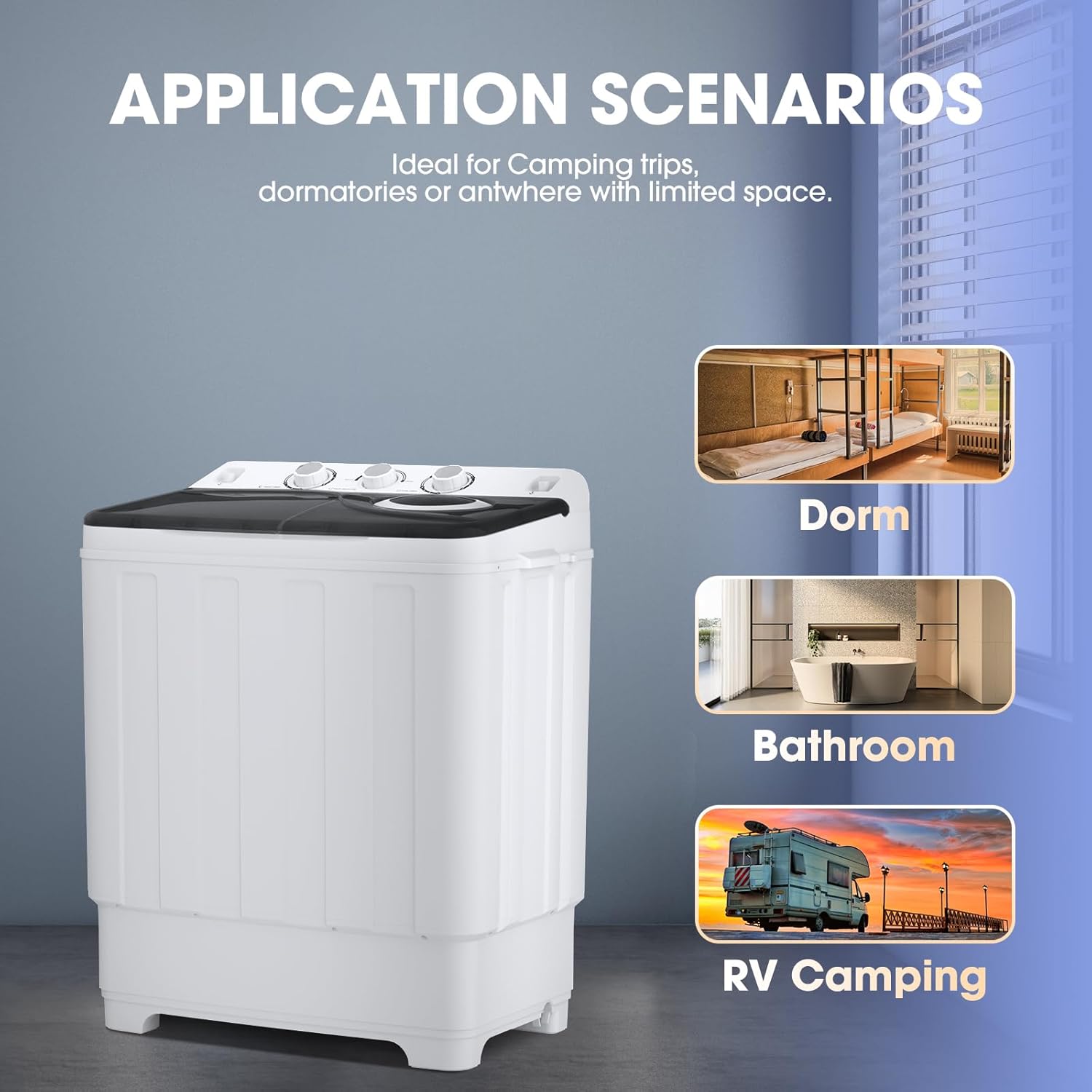 linor Portable Washing Machine, 2 In 1 Washing Machines, Twin Tub Compact Washer 28lbs Capacity, Laundry Washer with Control Knobs/Timer Function/Drain Pump, Washer and Dryer Combo for Apartment