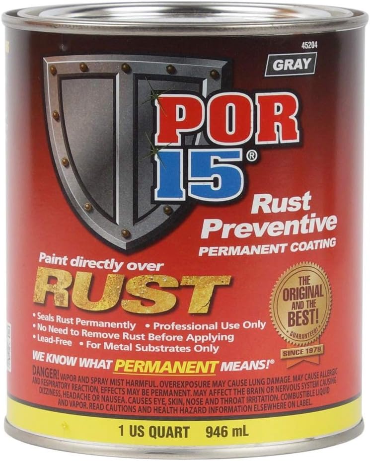 POR-15 Rust Preventive Coating- Gray - 1 pt - Stop Rust & Corrosion Permanently, Anti-Rust Non-Porous Protective Barrier Pack of 2