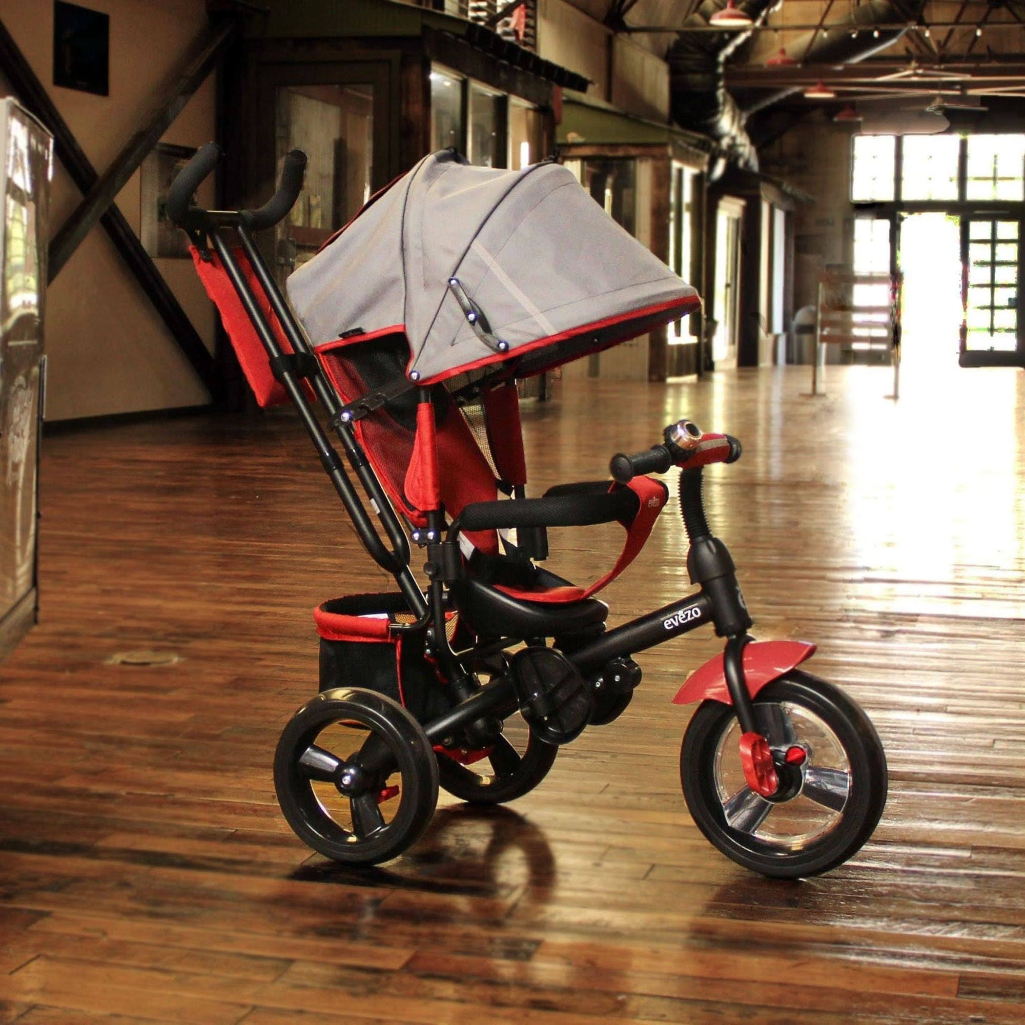 Evezo Kailin 4-in-1 Stroller Trike with Full Canopy (Purple)