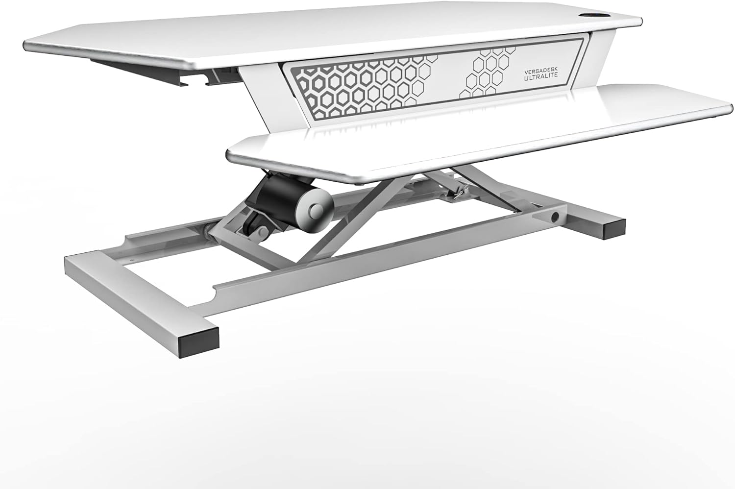 VersaDesk Ultralite Standing Desk Converter | Made in USA | Electric Height-Adjustable Desk Riser | Sit to Stand Desktop with Keyboard + Mouse Tray + USB Port | 36" x 24" - Black