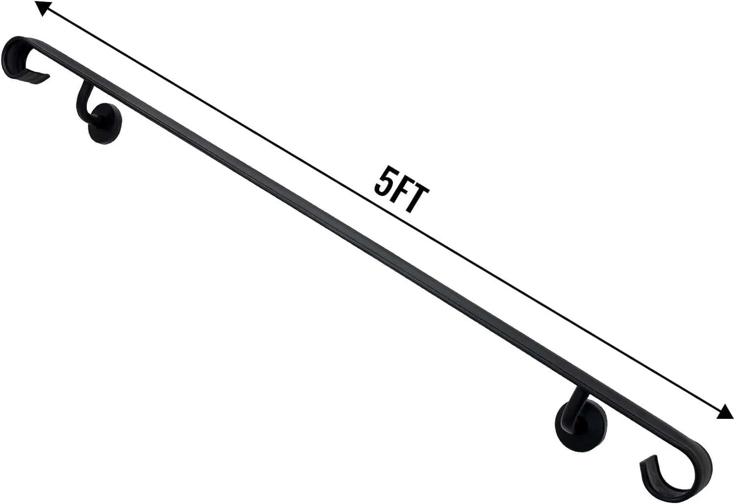 AUCHI Wall Handrail Wrought Iron, Stair Handrail Safety Non-Slip and Rust Resistant, Wall Mount Handrail Fits 4-5 Steps for Indoor or Outdoor Stairs - Curated Treasures Market
