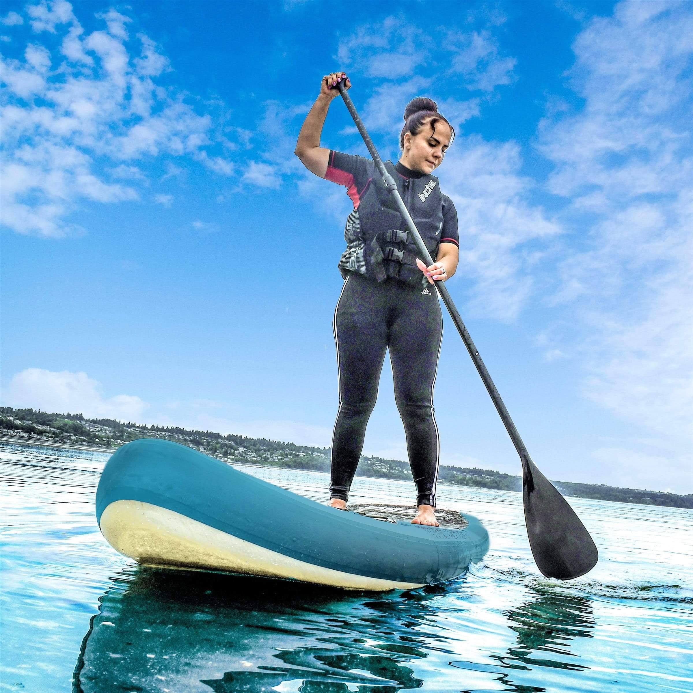 Aleko Inflatable Paddle Board with Carry Bag - Gray Drip