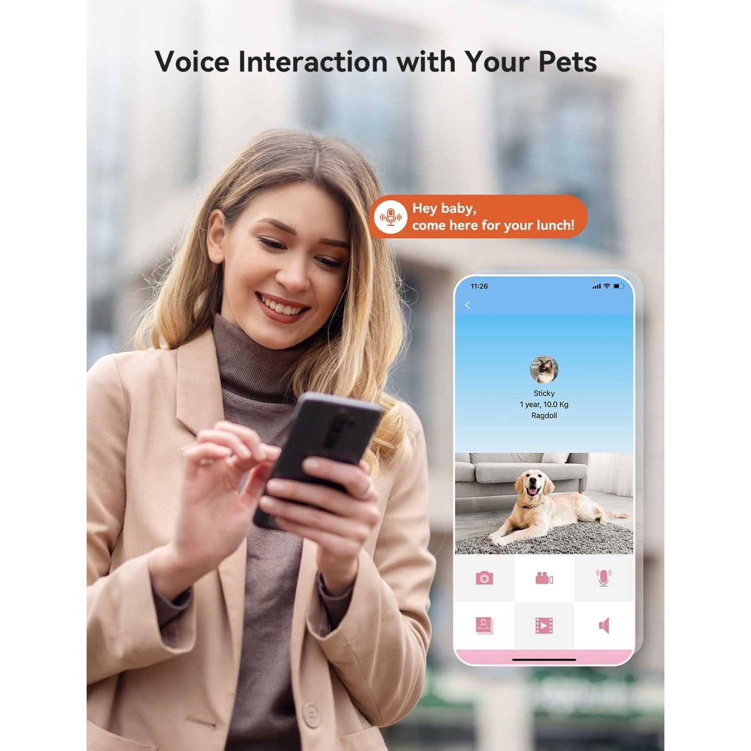 Wopet Automatic Cat Dog Feeder with Camera, App Control Smart Pet Feeder Food, HD Camera for Voice and Video Recording - Pet Supplies online store