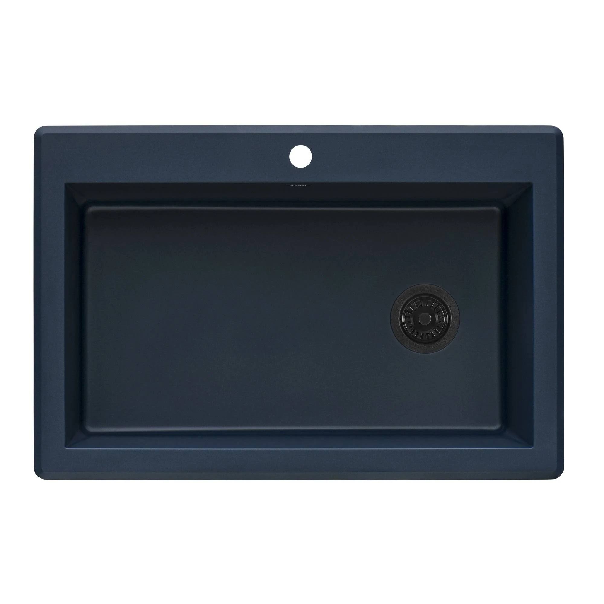 Ruvati 33x22 x 22x22 Granite Composite Drop-in Single Bowl Kitchen Sink - RVG1033, Catalina Blue