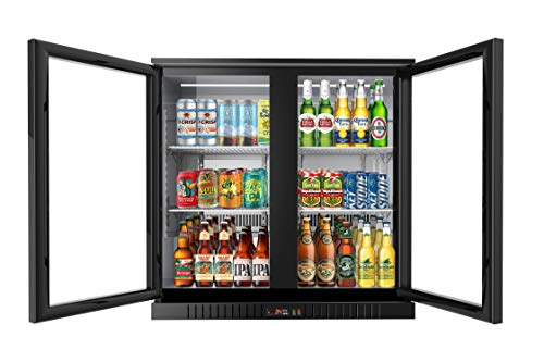 KoolMore Door Counter Height Back Bar Cooler - Glass Front Refrigerator with LED Lighting