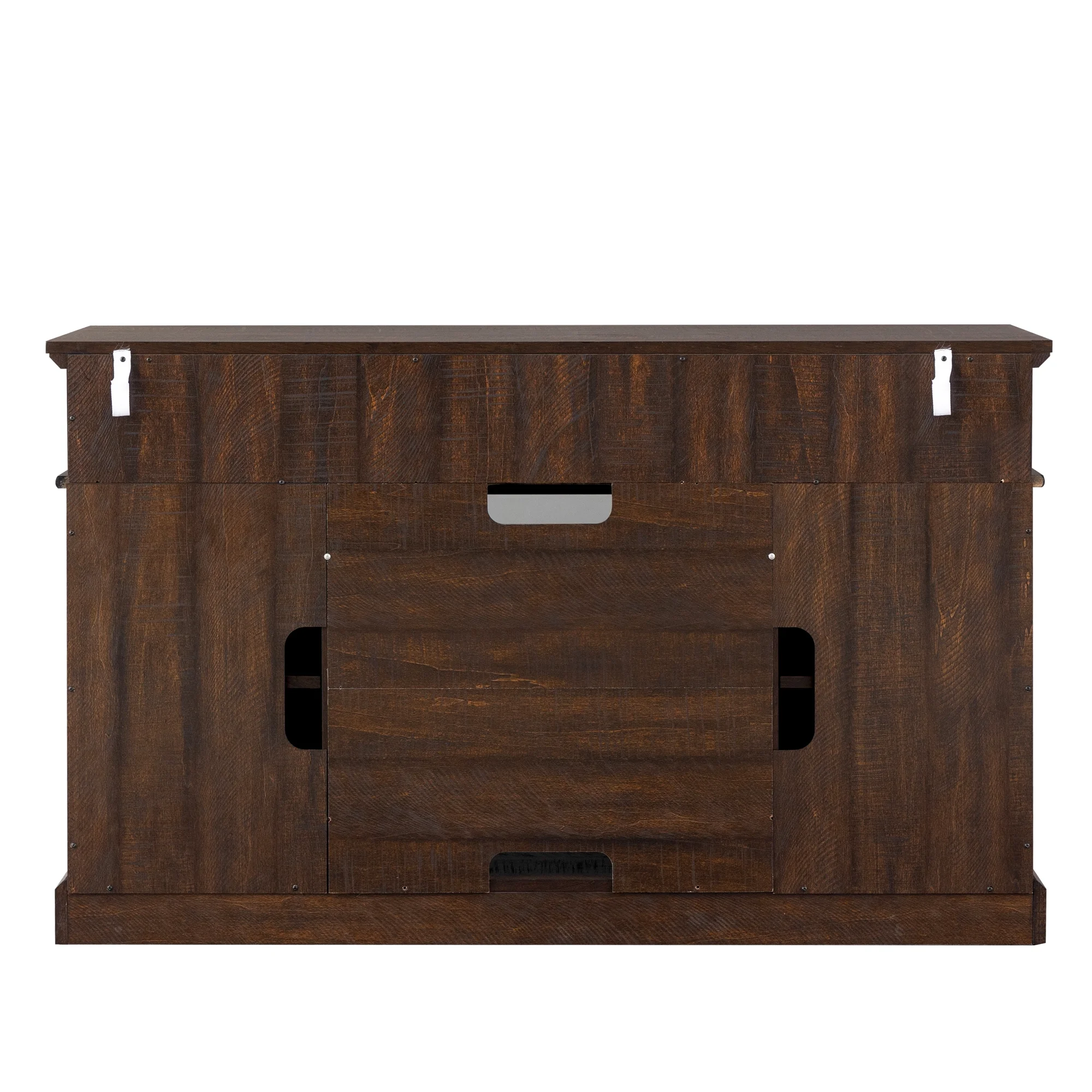Aukfa Electric Fireplace TV Stand for TVs up to 60", Wood TV Console Cabinet, Brown