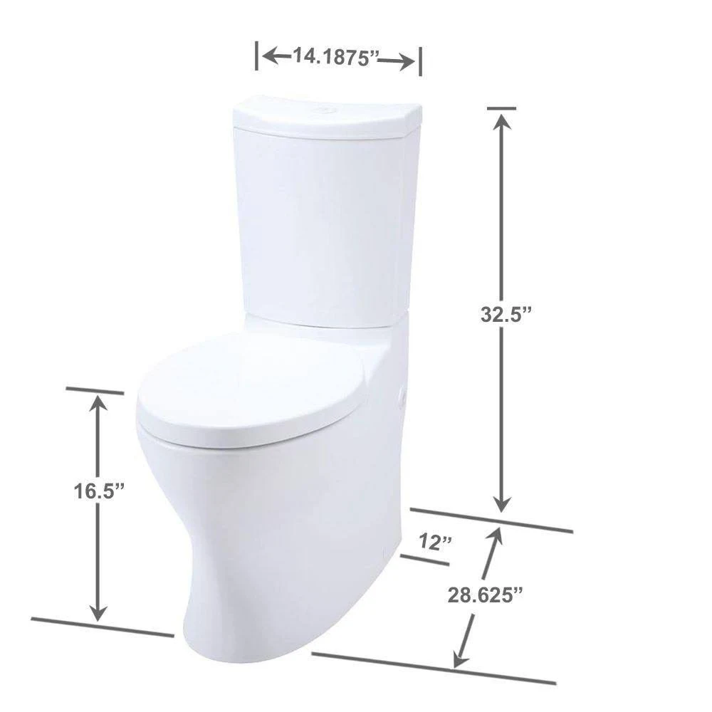 Persuade Curv 2-Piece 1.6/1.0 GPF Dual Flush Elongated Toilet in White, Seat Inc