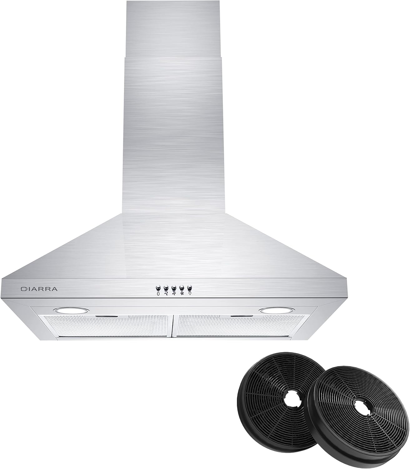 CIARRA Smart Range Hood 30 inch with Voice Control, Compatible with Alexa/Google Home/Smart Life Assistant, Kitchen Vent Hood in Stainless Steel with 2 Level LED Lighting, 3 Speed Fan, CAS75308W