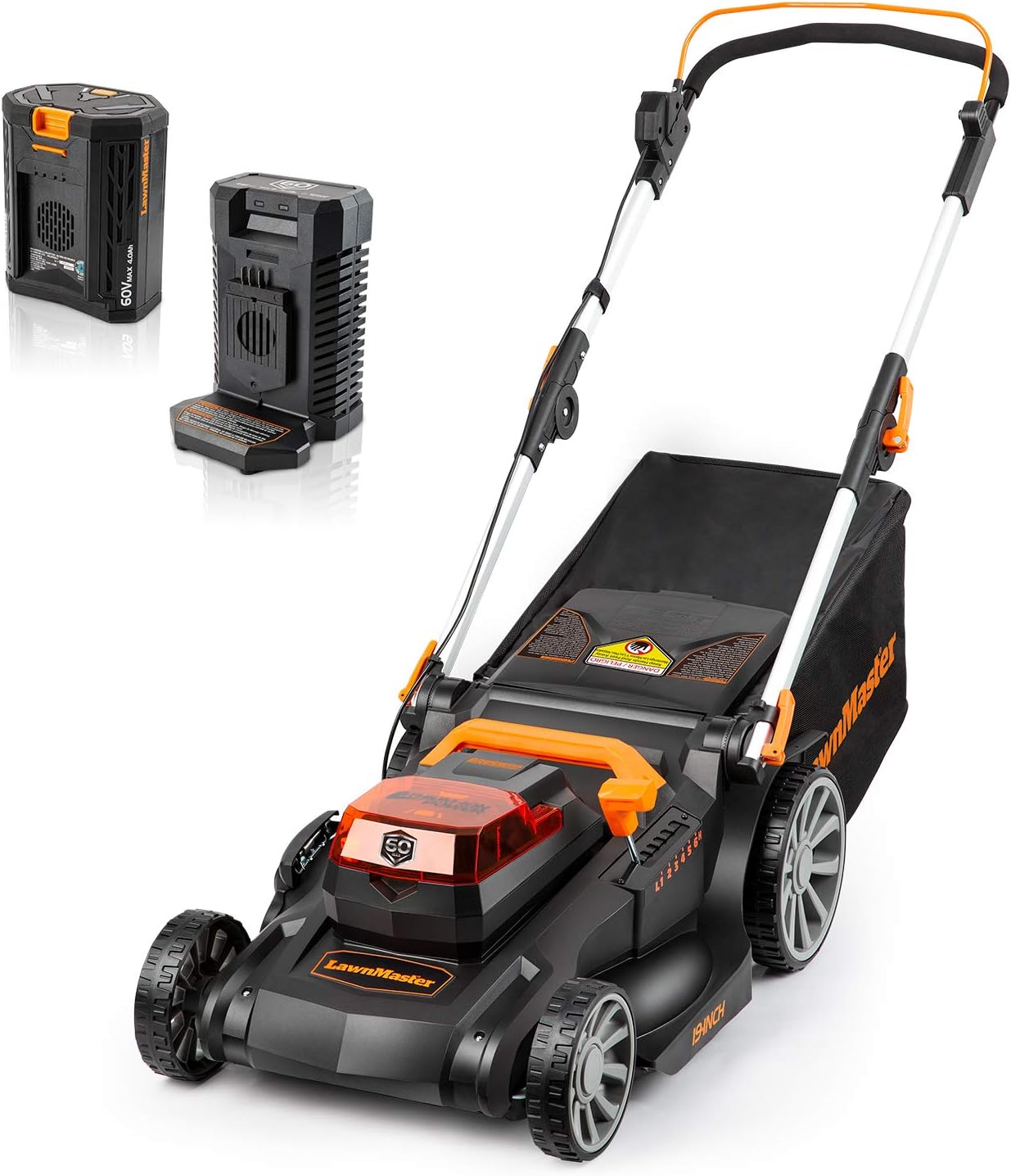 LawnMaster CLMFR6020A 0802 Cordless 21-Inch Brushless Push Lawn Mower 60V Max with 4.0Ah Battery &Fast Charger