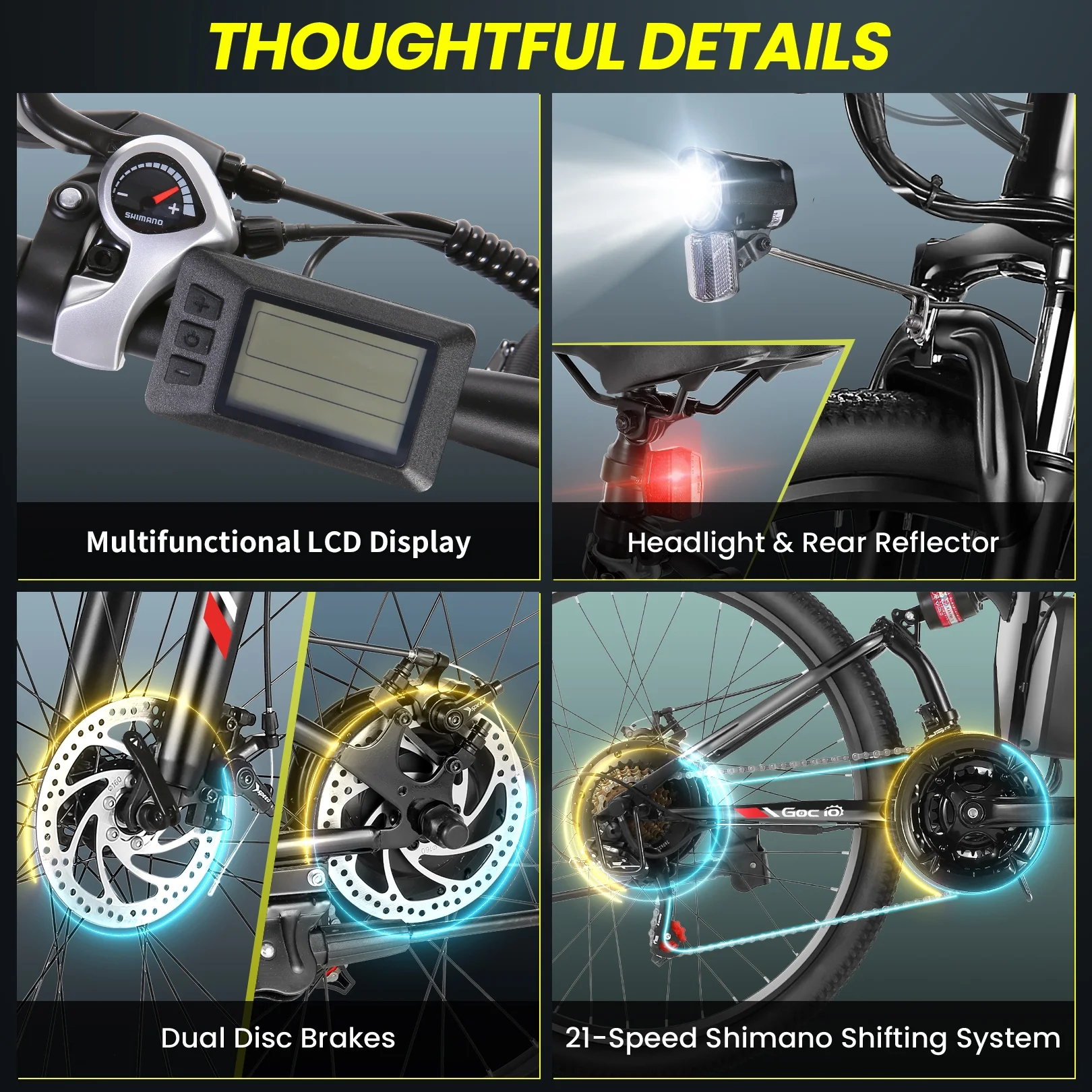 Gocio Adult Electric Bicycles Foldable Ebike, 500W 26" Electric Commuter Bicycle, 48V Battery, Full Suspension, Folding Electric Mountain Bike, Adjustable 21 Speed E-Bikes for Adults UL2849