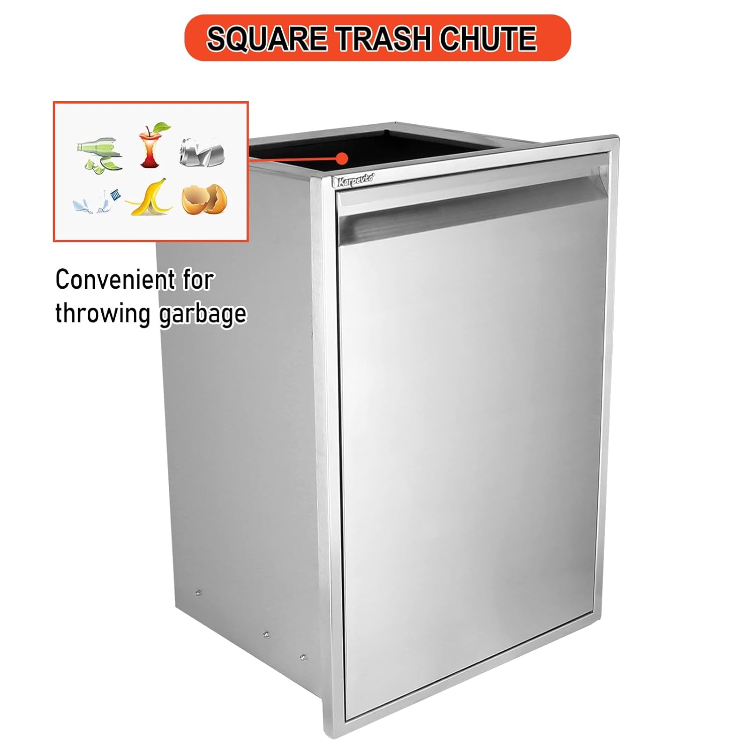 Built-in Double Trash Drawer Stainless Steel W20''X H27''X D24'' Pull Out Trash Drawer with 2 Trash Wastebasket 5.2 Gallon (20.8 Quart), BBQ Island Drawer (Include 2 Trash Bins)