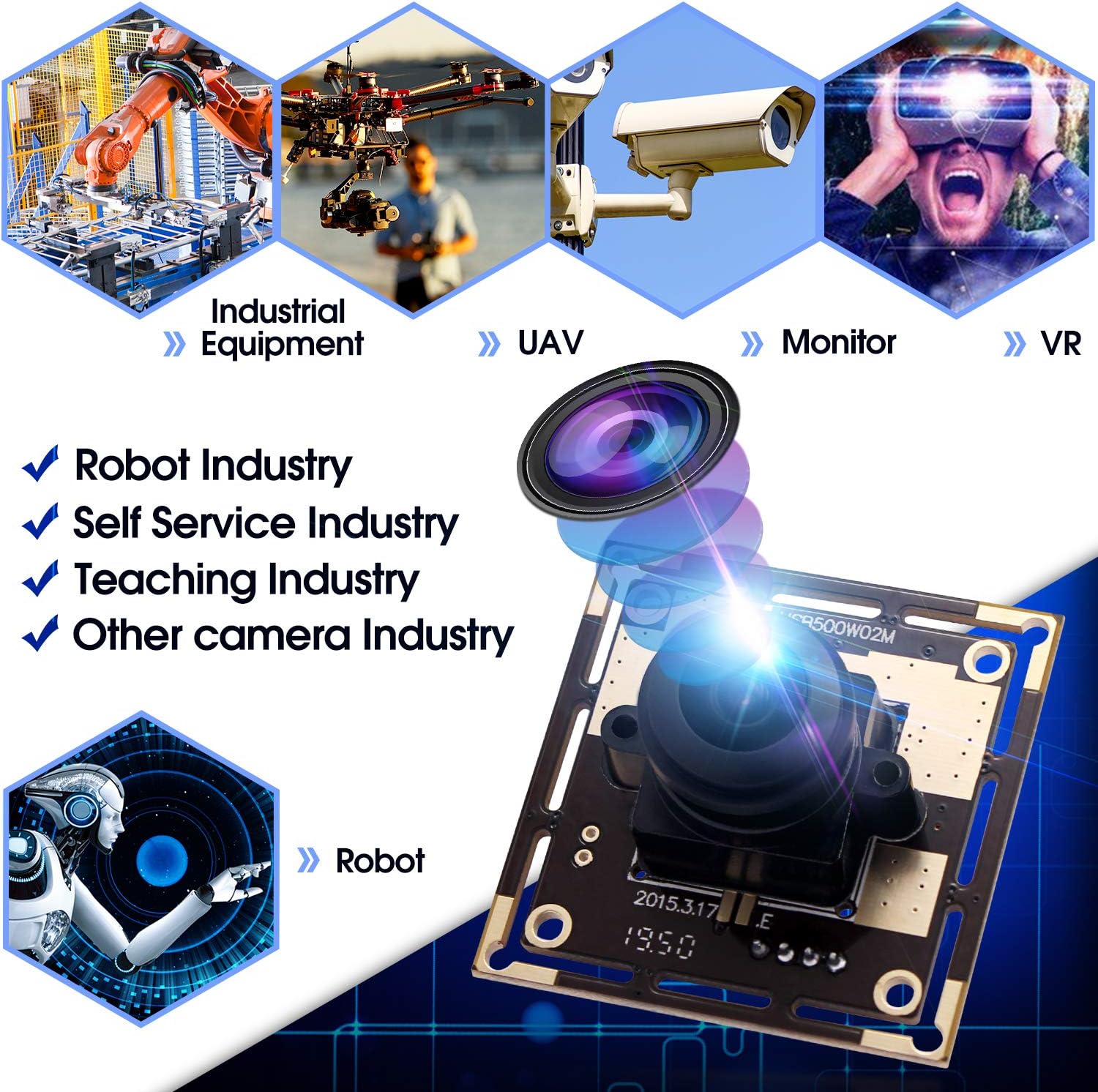 Autofocus 5 Megapixel USB Camera Module with 170 Degree Fisheye Lens HD 2592X1944 USB Webcamera with CMOS OV5640 Sensor USB with Camera,Mini Webcam for Windows Mac Andriod Linux,Plug&Play