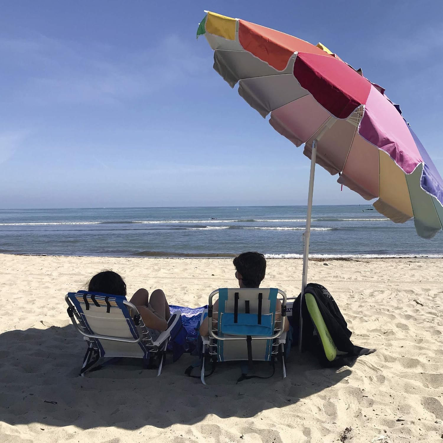 EasyGo 8 Foot HEAVY DUTY HIGH WIND Beach Umbrella - Giant 8' Beach Umbrella with Sand Anchor & Carrying Bag -Sturdy Pole