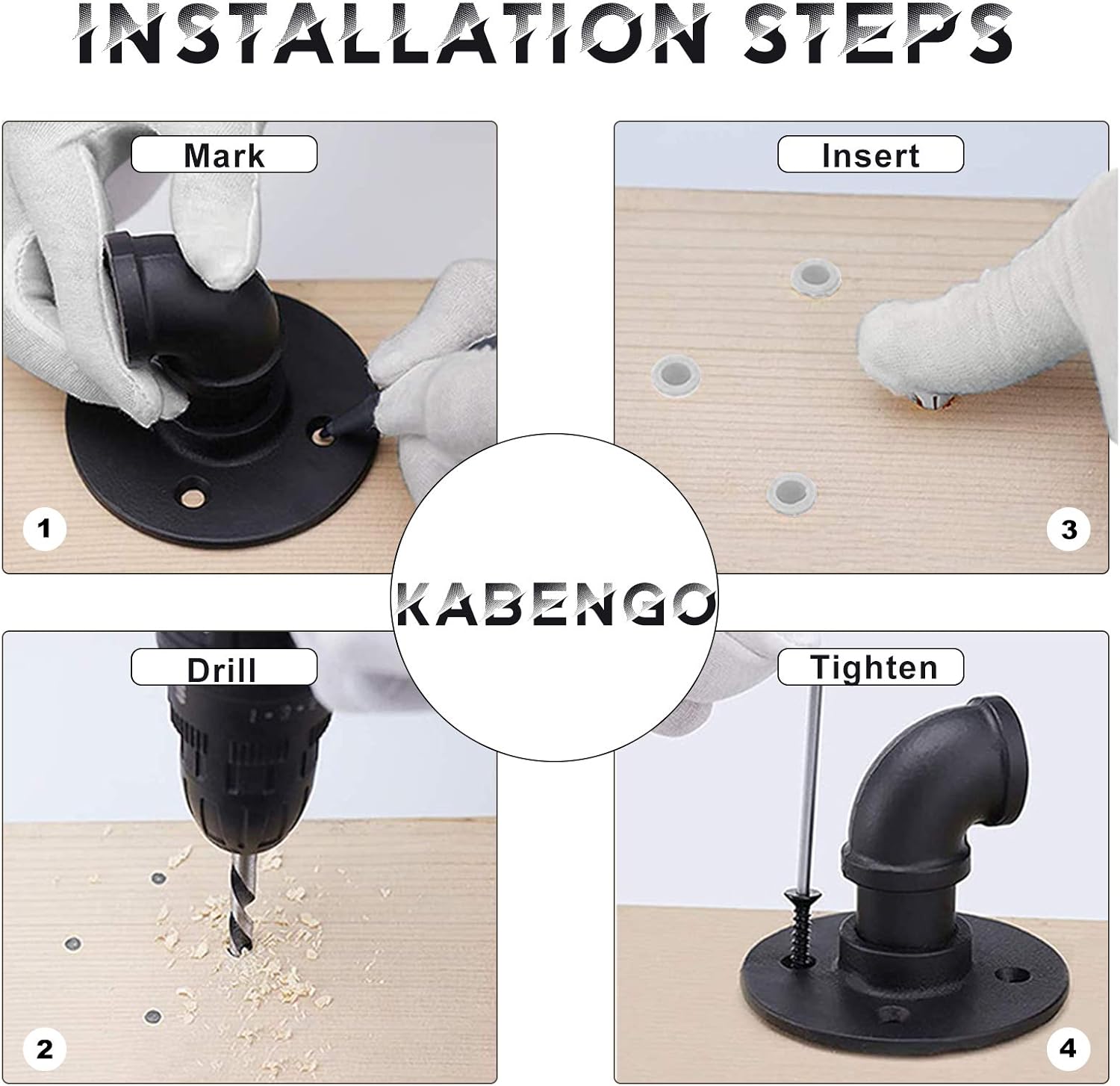KaBenGo Hand Railings for Stairs Metal Pipe Staircase Handrail Wall Mount Decoration Rail for Outdoor & Indoor Steps Baluster Complete Kit/Easy to Install Banister (Satin Black) (3ft), 3 Feet