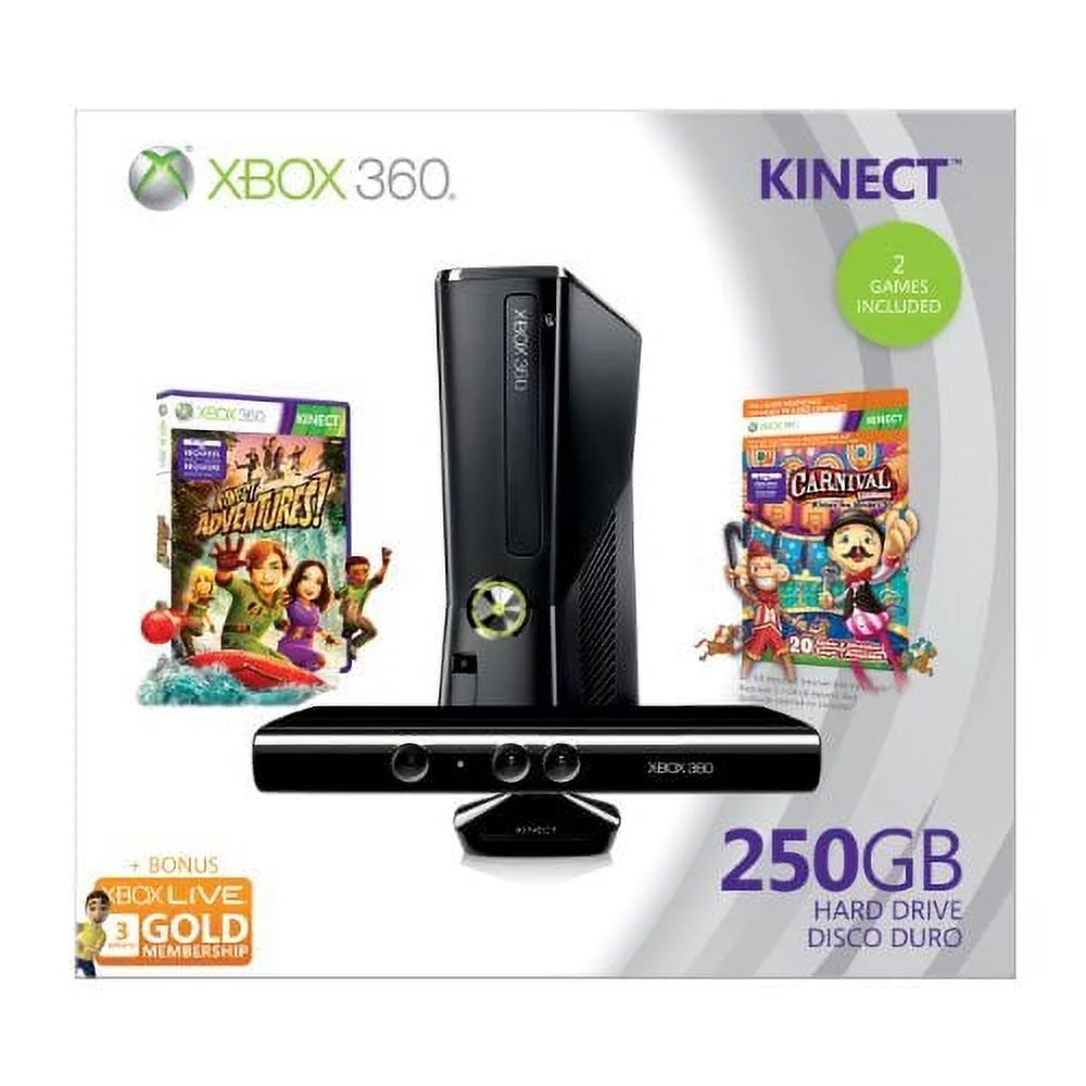 Restored Xbox 360 250GB Holiday Value Bundle With Kinect (Refurbished) - Curated Treasures Market