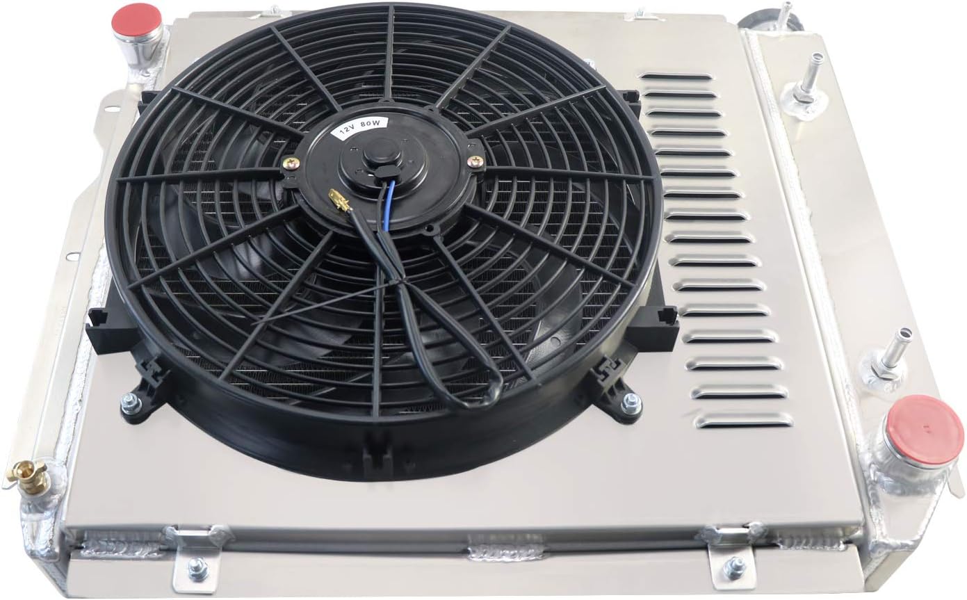 ALLOYWORKS 4 Row All Aluminum Radiator+Shroud Fan For 1987-2002 Jeep Wrangler YJ/TJ / 1987-1995Chevy GM V8 Engine