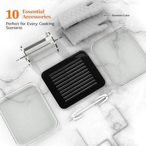 GLUCK Air Fryer Oven, 10-in-1 20 QT Airfryer Oven with Visible Cooking Window, Large Air Fryer Toaster Oven Combo with Recipes & 13 Accessories, ETL Certification