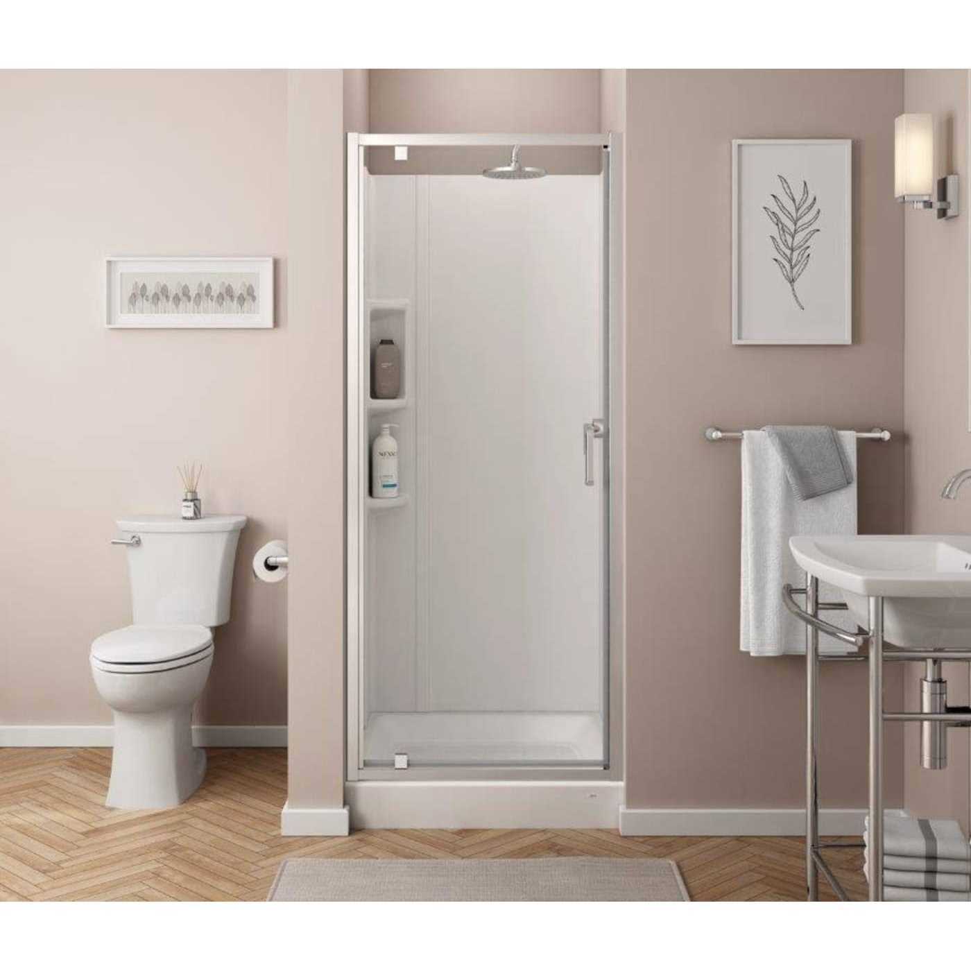 American Standard Mainstream Polished Chrome 29-5/8-in to 31-3/16-in x 72.12-in Semi-frameless Hinged Shower Door AM00842400.213 - Shop Hardware Tools Online Store