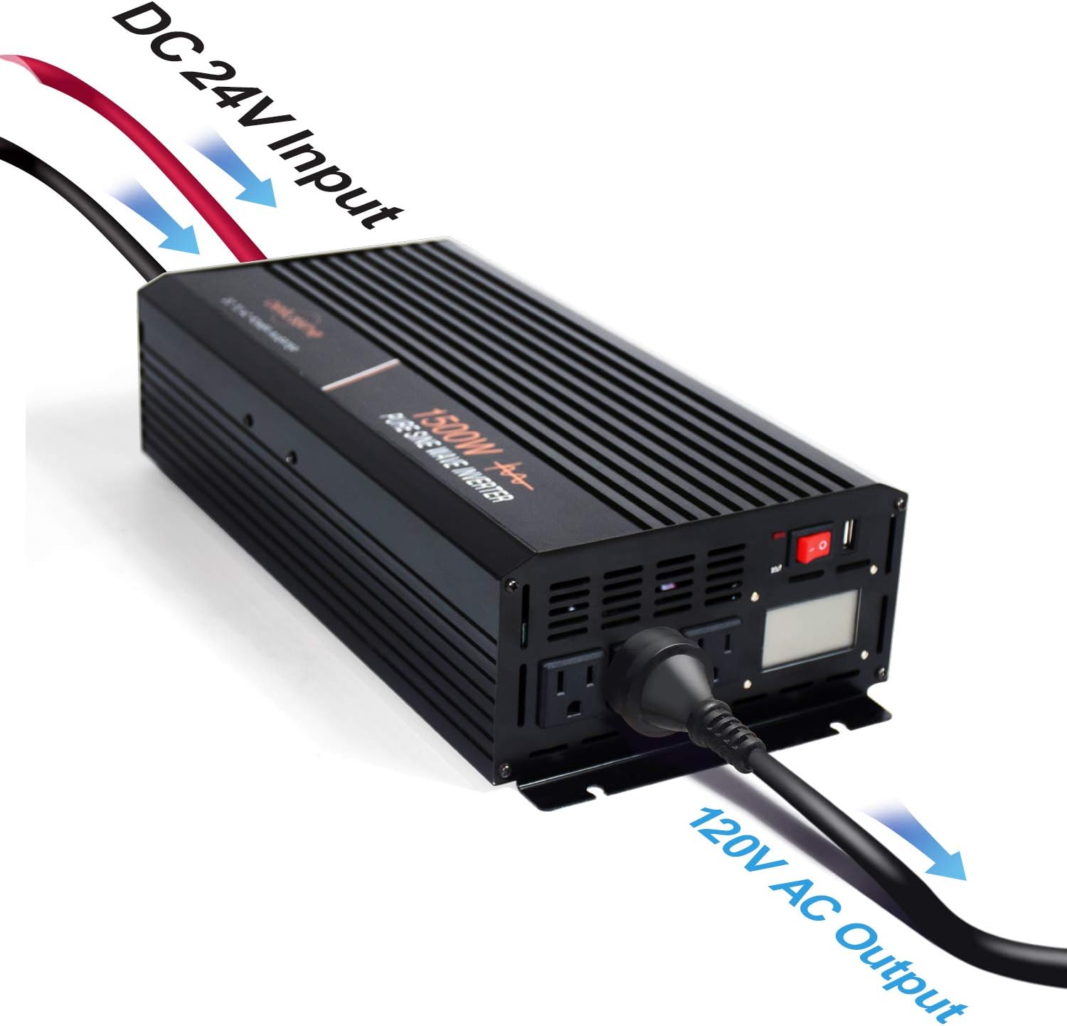 aeliussine Power Inverter 2000W Pure Sine Wave Inverter 12v DC to AC 120v Peak 4000 Watt Converter with LCD Display USB Charge Port for Car RV Boat Solar Power System.&hellip;