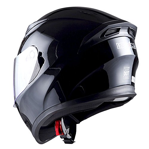 1Storm Motorcycle Full Face Dual Visor Helmet Bundle with Spoiler and Motorcycle Bluetooth Headset: HJK316 Matt Black