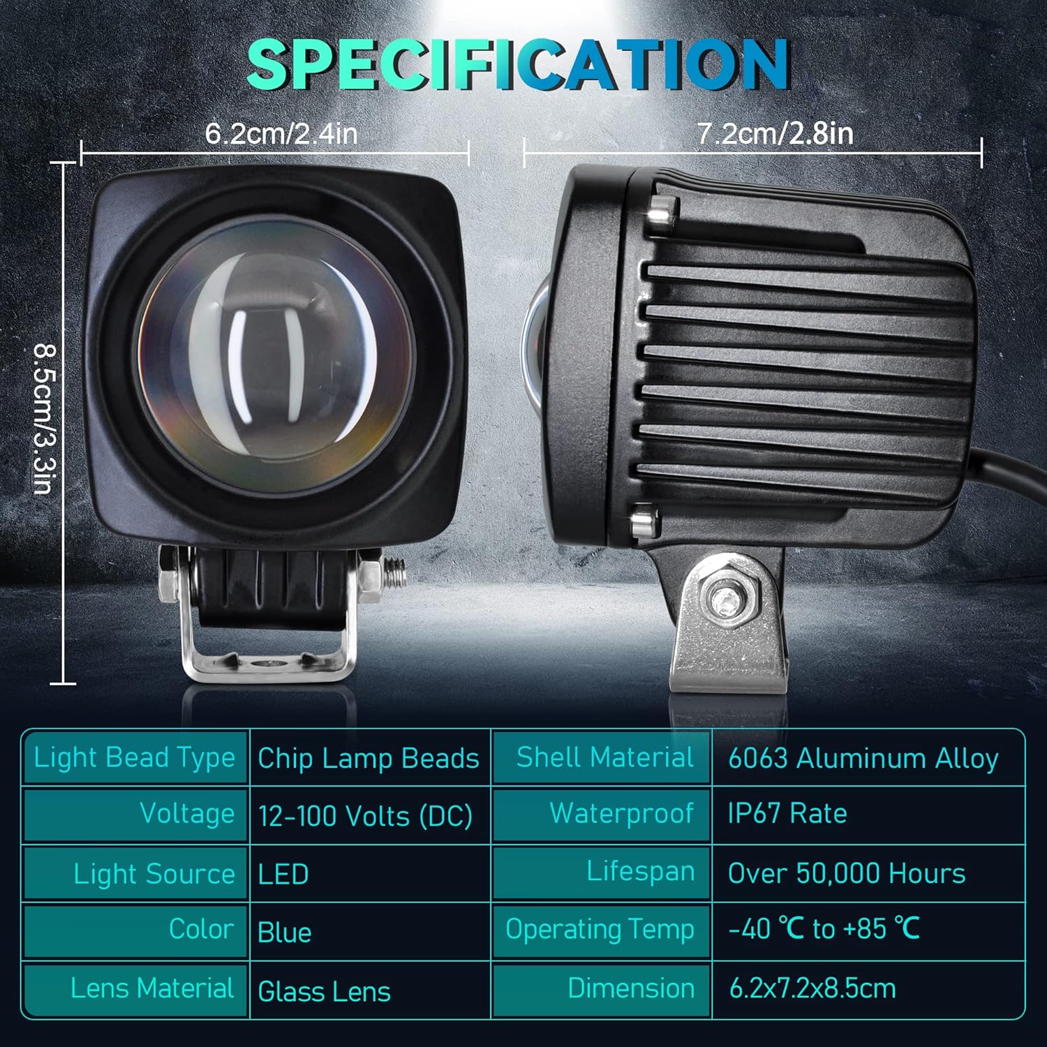 (Upgrade) LED Forklift Safety Lights Blue DC 12- 100V Forklift Backup Lights 10W Warehouse Pedestrian Warning Spot Lights Pack of 2